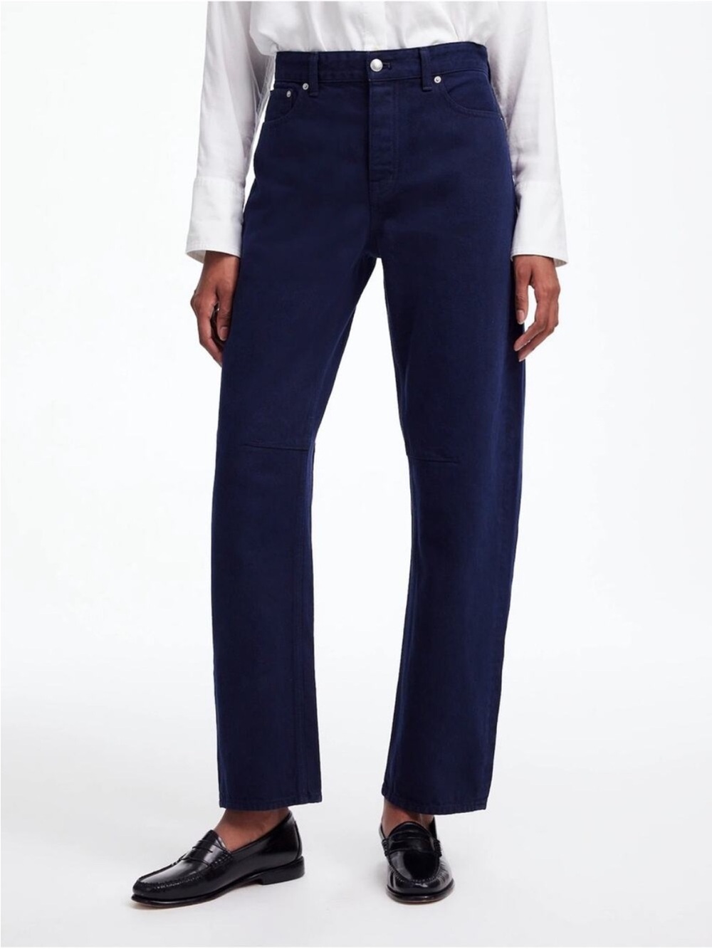 Madewell Darted Barrel-Leg Jeans in Navy - Picture 4 of 9